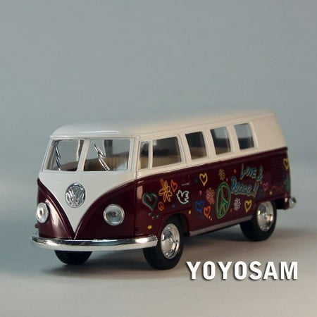 Vw Bus Accelerator - ToySmith 1962 Volkswagon Micro Bus Beetle Die-Cast Collectable VW Van -Maroon
