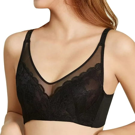 HCURIBAD Wireless Bras  Clearance! Bras for Women No Underwire T Shirt Bra Lace Comfortable Wide Strap Lightweight Sexy Bralette  Push up Bra  Backless Bra  Bras for Women Black G