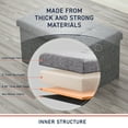 thumbnail image 3 of Ornavo Foldable Tufted Linen Large Storage Ottoman Bench Foot Rest Stool/Seat - 15" x 30" x 15"- Grey, 3 of 6