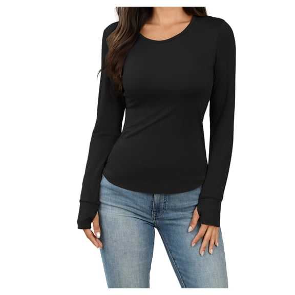 Ekouaer Womens Thermal Long Sleeve Crewneck Top Soft Waffle Knit Base Layer, Everyday Comfort Thermal Shirt