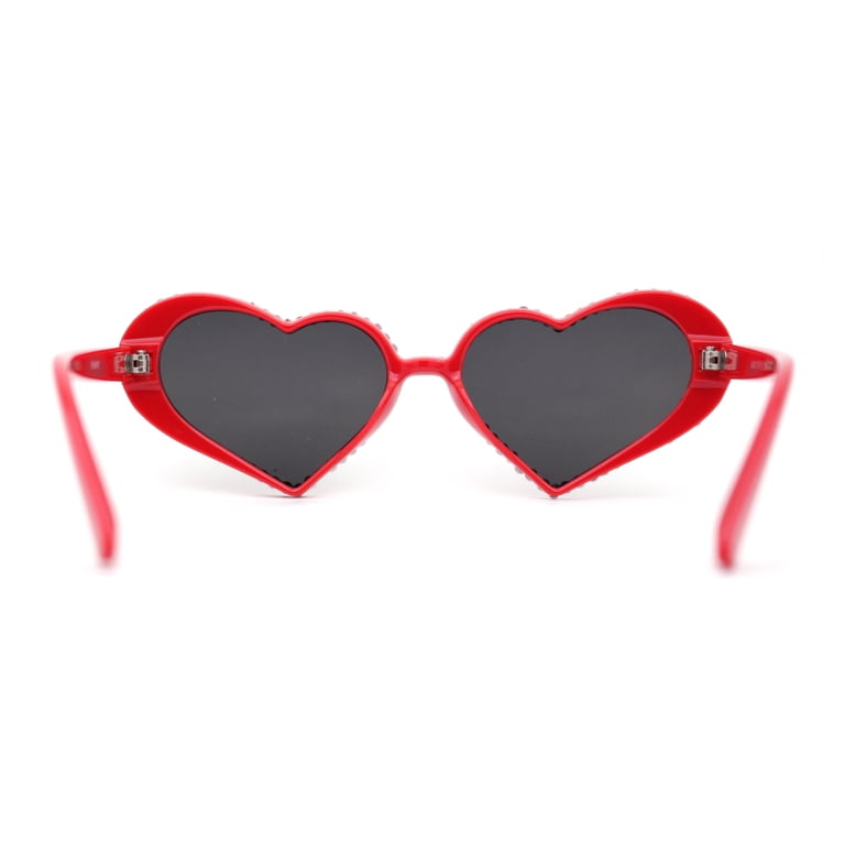 Heart-Shaped Red Sunglasses with Rhinestones Blingy Rhinestone Heart Sunglasses – Stag & Hen main image 2