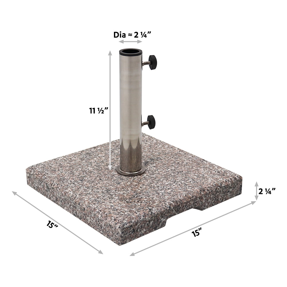 Kool 42 lbs Granite Square Stainless Steel Patio Umbrella Base Heavy Duty Umbrella Stand, Gray