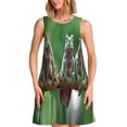 thumbnail image 1 of Easygdp Australian White Tree Frog Sitting on Branch para Vestido Transpirable de Mujer, Vestido Suelto de Manga Corta con Pliegues y Bolsillos para el Verano, 1 of 7