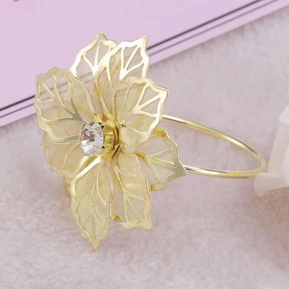 NICEXMAS Modern Napkin Rings Floral Napkin Ring Alloy Decorative Wedding Table Decor 1Set