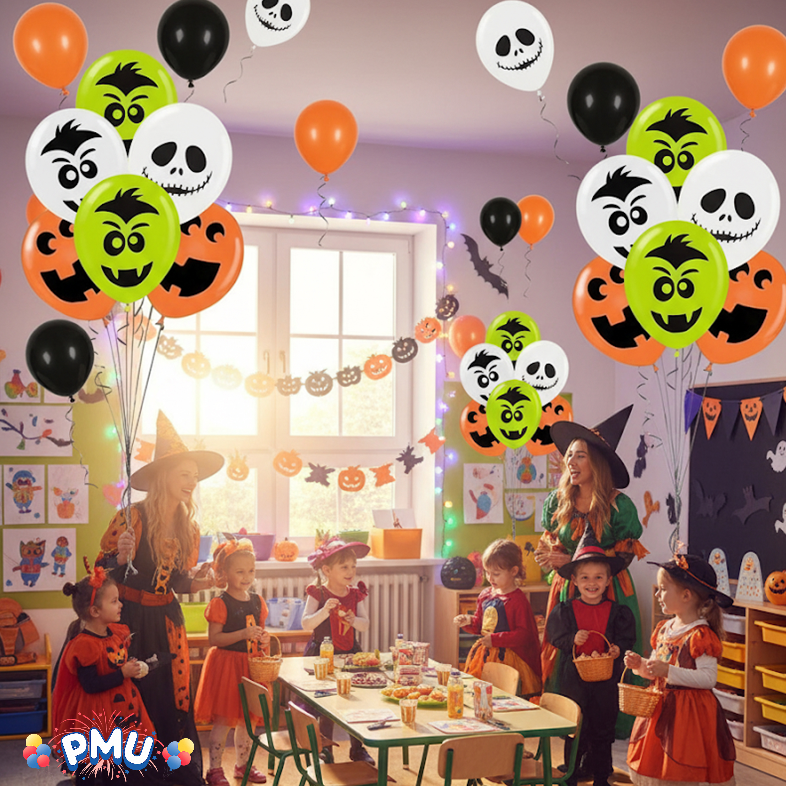PMU Halloween Balloons Laughing Faces 11 Inch Balloon Assortment (50/Pkg) Pkg/1