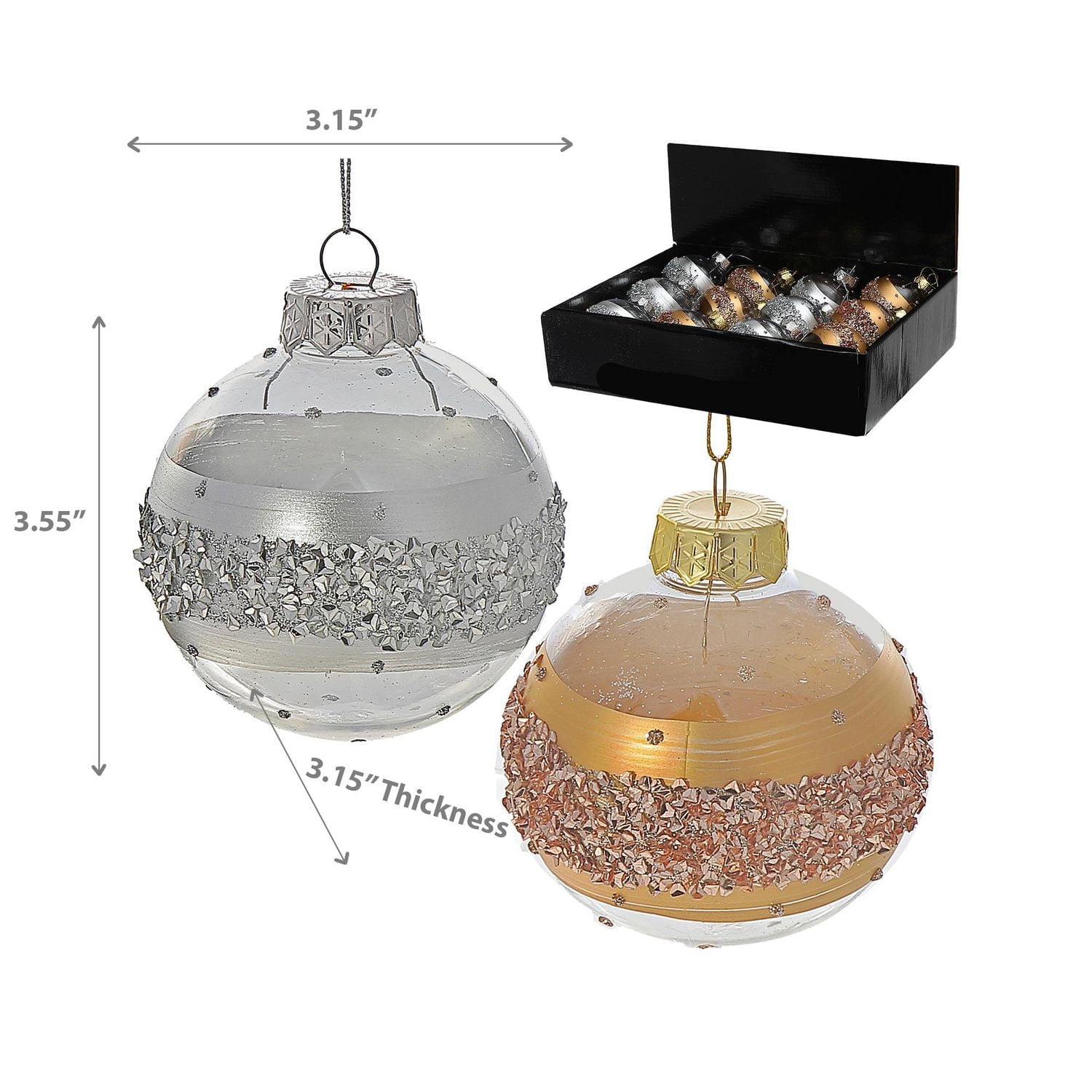 Christmas Sparkle Beaded Ornament   - Set of 12