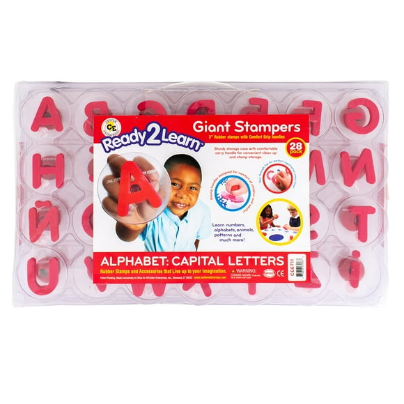 READY 2 LEARN Giant Stampers - Alphabet - Uppercase - Set of 28 - Easy to Hold Foam Stamps for Kids - Arts and Crafts Stamps for Displays, Posters, Signs and DIY Projects