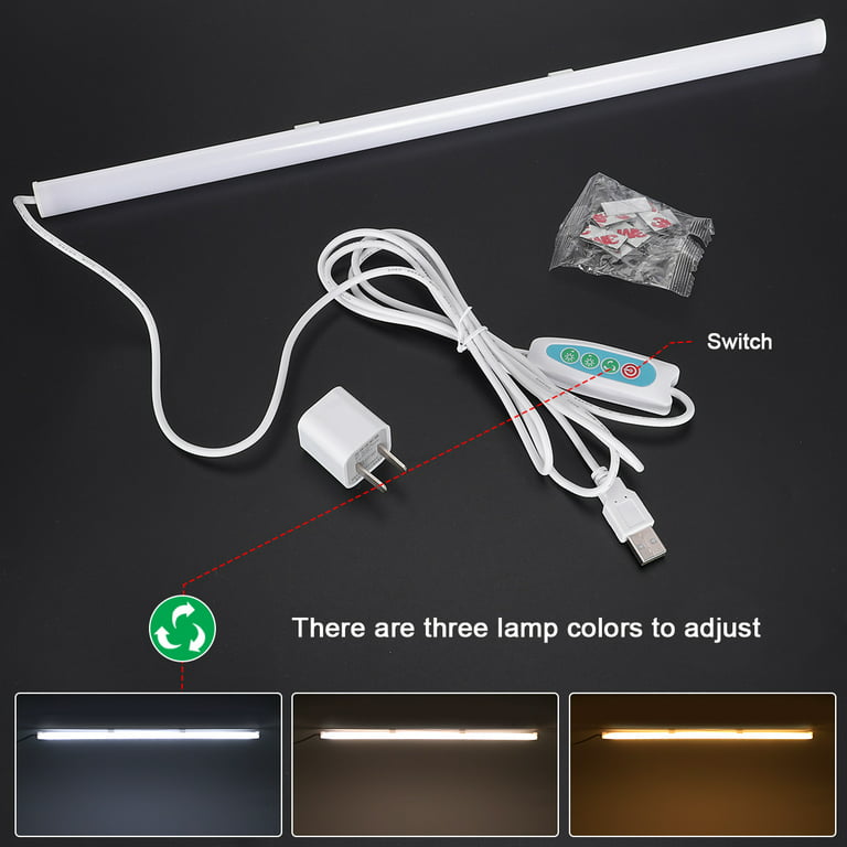 Dimmable Portable Slim Profile Magnetic Under Cabinet Stripe Light 1A USB Plug-in Students Dormitory, Light Bar 15.7in, 6.5ft, full mounting set - Walmart.com