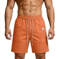 thumbnail image 3 of Men's Casual Shorts 5 Inseam Quick Dry Lightweight Stretchy For Beach Vacation Hiking Gym Workout Running | Zenithor,Orange XL, 3 of 6