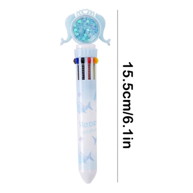JJKBVCLO 10 Color Ballpoint Pen Multi Color Pen Press Pen Stationery Creative Little Dolphin Ten Color Ballpoint Pen Press Type Color Pen 1ml