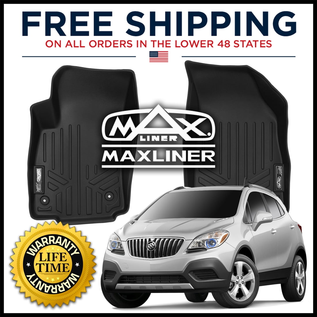 MAXFLOORMAT Front Row Floor Liner Mats Black for 132020 Buick Encore