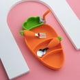 thumbnail image 3 of 1 Set Carrot Plate Dinner Plates Ceramic Toddler Spoons Toddler Plates With Porcelain Rice Bowl Toddler Utensils Kid Plates Grid Plate 304 Stainless Steel Child Modeling Place Mates for Tables with, 3 of 8