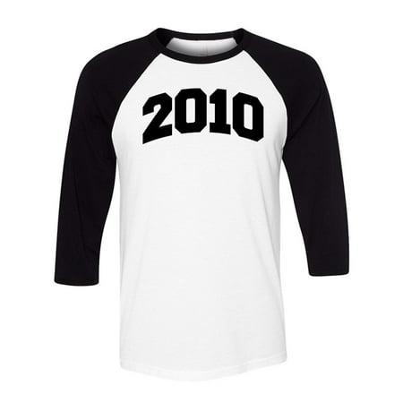 2010 College Style Three-Quarter Raglan Sleeve Baseball Shirt Unisex Medium White/Black