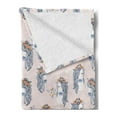 thumbnail image 2 of Pastel Soft Flannel Fleece Blanket, Horses and Flower Bouquets on the Head Tattoo Style Floral Wreath Pattern, Cozy Plush for Indoor and Outdoor Use, 50" x 60", Rose and Slate Blue, by Ambesonne, 2 of 5