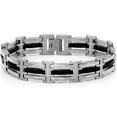 thumbnail image 2 of Oxford Ivy  Mens Stainless Steel and Black Rubber Link Bracelet 8 1/2 inches, 2 of 5