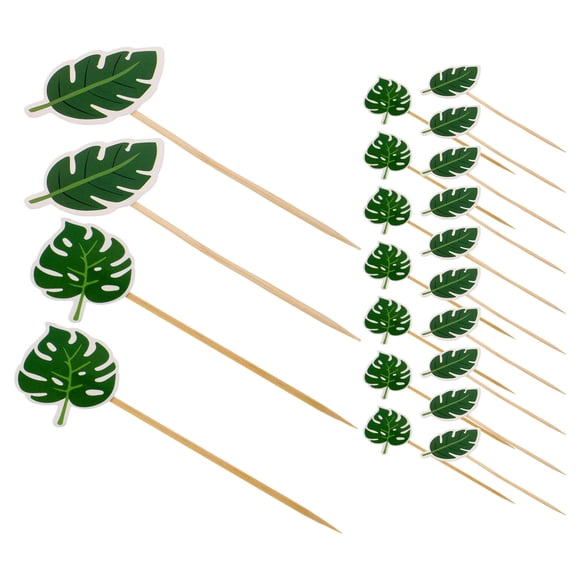 STRANDCHIC 80pcs Wild Cupcake Picks Palm Leaves Cake Toppers Paper Decorative Use For Summer Party Gatherings