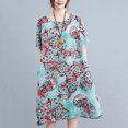 thumbnail image 3 of GoolRC Robe Ample pour Femmes Imprimé Floral Boho avec Poches Manches Courtes Col Rond Été Décontracté Vacances Vert 2TG, 3 of 5