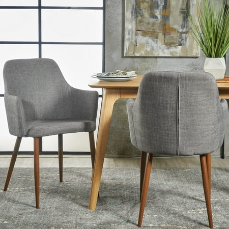 Classic Look with a Twist - Two Light Grey Fabric Dining Chairs for Gatherings