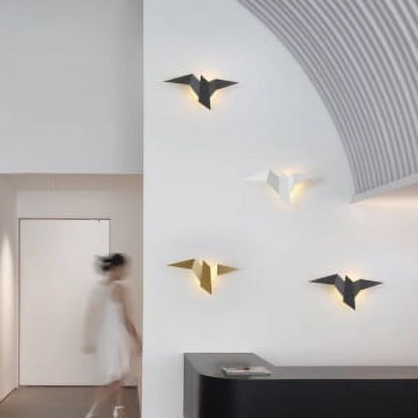 Lámpara de pared LED con forma de pájaro y espejo cruzado, sencilla y creativa, para escritorio, lámpara de ambiente de modelado de pared, lámpara de pared para sala de estar, dormitorio y mesita de