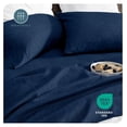 thumbnail image 5 of Twin Sheet Set - 1800 Ultra-Soft Microfiber Twin Bed Sheets - Double Brushed - Deep Pockets - Easy Fit - Extra Soft - 3 Piece Set - Bed Sheets (Twin, Heathered Dark Blue), 5 of 8