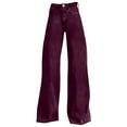thumbnail image 5 of Women's Solid Color Wide Leg Pants, High Waist 90s Style Jeggings with Back Pockets, Casual Streetwear Denim Look Pull-On Pants for 2025 Summer Fashion Purple, 5 of 5
