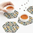 thumbnail image 7 of Pofeuu Vintage Leaves Print Leather Coasters Set of 6, Round Cups Mugs Mat Pad for Home Kitchen Heat Resistant Drink Coasters,Hexagon, 7 of 7