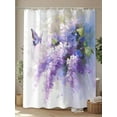 thumbnail image 4 of Oil Painting Shower Curtain, Art Purple Lavender Butterfly Waterproof Shower Curtain Set with 12 Hooks Lightweight Washable Fabric Shower Curtains for Bathroom 36x72 Inches, 4 of 6