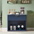 thumbnail image 4 of LEYAOYAO Fluted Nightstand Set of 2 with Drawer, Mid Century Modern Bedside Table with Open Storage Shelf for Bedroom, Living Room, Office, Blue, 4 of 9