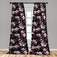thumbnail image 2 of Magnolia Art Window Curtains, Melancholic Illustration of Jungle Boho Flowers with Leaves Print, Lightweight Decor 2-Panel Set with Rod Pocket, Pair of - 28"x95", Pastel Pink Grey Pink, by Ambesonne, 2 of 3