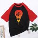 thumbnail image 5 of Tops con estampado de sol de playa de manga corta de ocio con cuello redondo de verano para mujer OAVQHLG3B Store lin121212, 5 of 5