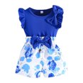 thumbnail image 4 of ITSAME Girls Outfit Sets, Knit Cotton Bow Ruffle Sleeve Top and Floral Print Shorts 2-Piece Summer Fashion Leisure Sets Blue 9M, 4 of 9