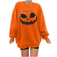 thumbnail image 2 of kayannuo Fall Clothes For Women Women's Halloween Pumpkin Print Funny Long Sleeve Casual Pullover Shirt Orange, 2 of 7