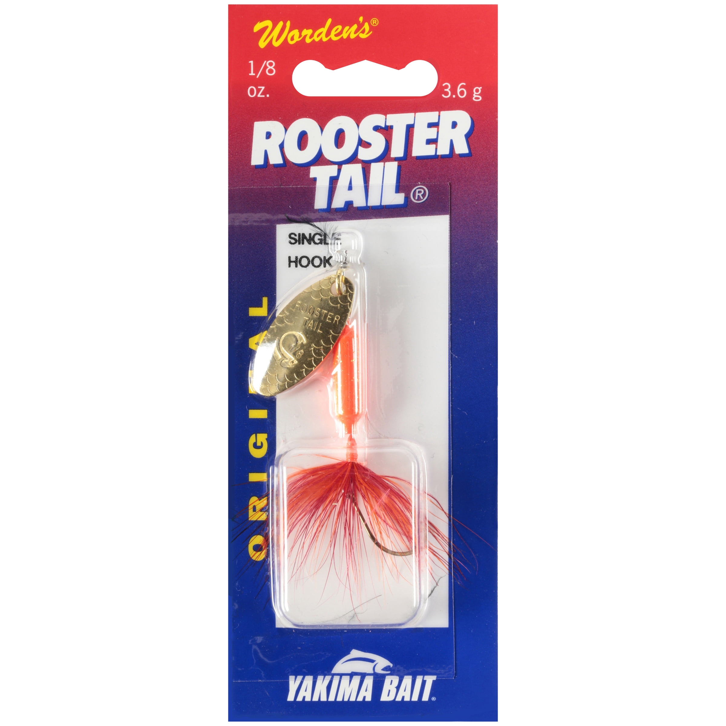 (2 pack) Worden's® Original Glitter Flame Single Hook Rooster Tail® Fish Lure