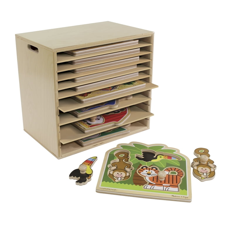 Childcraft Large Wooden Puzzle Storage Rack, 12-Shelves 