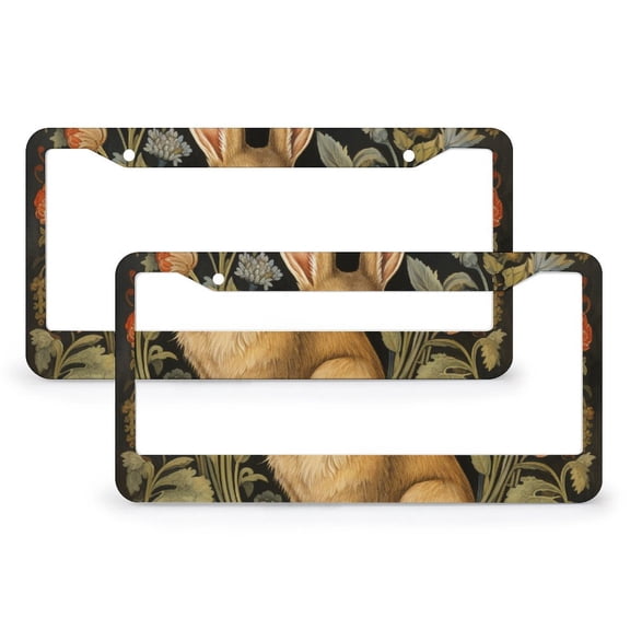License Plate Frame Medieval Rabbit French Print Personalized License Plate Frame 2 Pieces Happy Easter Bunny Rabbit Aluminum License Plate Cover Fits All Car