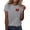 Grey, variant on Women's T-Shirt Plaid Heart Letter F Mini Graphic Crew Neck Short Sleeve Tee Sweet Basic Top