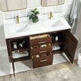 thumbnail image 5 of Vinnova San 60" Double Sink Wood Bath Vanity with Grain Stone in Natural Walnut, 5 of 16