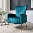 thumbnail image 4 of Silla de acento de terciopelo con patas de metal, sillón tapizado moderno, silla lateral de espalda para salón dormitorio pequeños espacios, 4 of 5