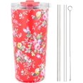 thumbnail image 2 of Drinco - 20 oz Stainless Steel Tumbler | Double Walled Vacuum Insulated Mug With Lid, 2 Straws, For Hot & Cold Drinks (Peony Floral), 2 of 2