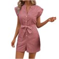 thumbnail image 2 of Taylonsss Clearance Women's Summer Slim Waistband Short Seeved Jumpsuit Shorts, 2 of 7