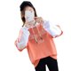 thumbnail image 5 of Sudadera con capucha para mujer, manga larga, parte superior delgada, suelta, patchwork, suéter con capucha, naranja, XXL Methold AP001297-08B, 5 of 7