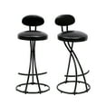 thumbnail image 2 of Round Bar Stools Set of 2 27 Inch Modern Counter Height Barstools Velvet Armless Barstools with Back Upholstered Bar Chairs Dining Chair Stools Kitchen Island Stools,Black, 2 of 8