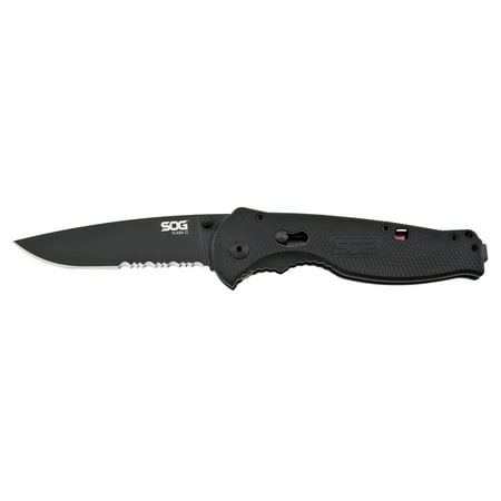 SOG Knives Flash II Partially Serrated, Black TiNi, (Best Sog Tactical Knife)