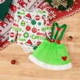 thumbnail image 2 of Atogsazn Newborn Baby Girl Christmas Set Cotton Ruffle Long Sleeve Print Romper and Suspender Skirt Outfit Winter Clothes Green 6-9 Months, 2 of 9