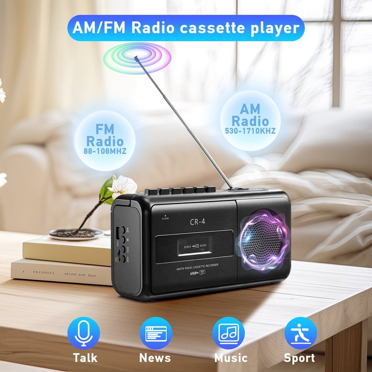 MUSICOZY, Cassette Tape Player Boombox, Portable with AM FM SW
