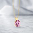 thumbnail image 4 of Gem Stone King 14K Yellow Gold Light Pink Created Sapphire Pendant Necklace for Women (4.50 Cttw, Gemstone September Birthstone, Oval 11X9MM, With 18 inch Chain), 4 of 4