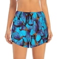 thumbnail image 4 of Lsque Blue Butterflies Printed Women's Running Shorts with Liner Pockets,Elastic Quick Dry Workout Athletic Gym Yoga Shorts,Womens High Waist Shorts-, 4 of 9