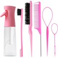 thumbnail image 1 of wonima44 6pcs Hair Styling Comb Set with Continuous Spray Bottle 200ml, Hair Brush Rat Tail Comb Edge Control Hair Brush for Back Brushing, Combing, Braiding, Slicking Hair for Women(pink), 1 of 1