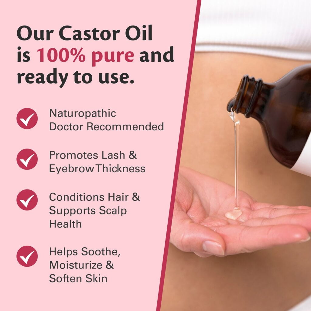 M3 100% Castor Oil Cold Pressed, Hexane-Free, Virgin, Non-GMO, Allergen-Free – Nourishes Skin, Lashes, and Hair, 16.9 oz.