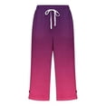 thumbnail image 5 of Dagugfen Capris for Women Color Blocked Straight Leg Breathable Drawstring Elastic Waist Summer Daily Wear Casual Capri Pants with Pockets, 5 of 5